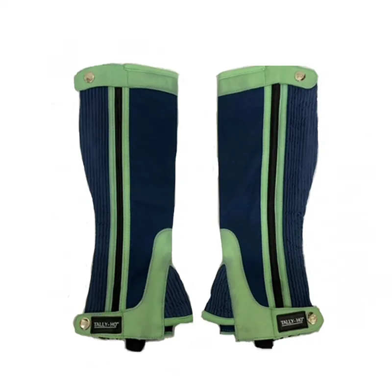 Horseware Tally Ho Kids Synthetic Short Half Chaps - Navy/Green